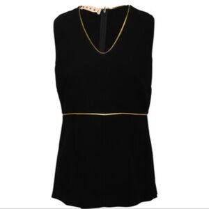 Marni Made in Italy Gold Trim Black Sleeveless Tunic | 38 US2